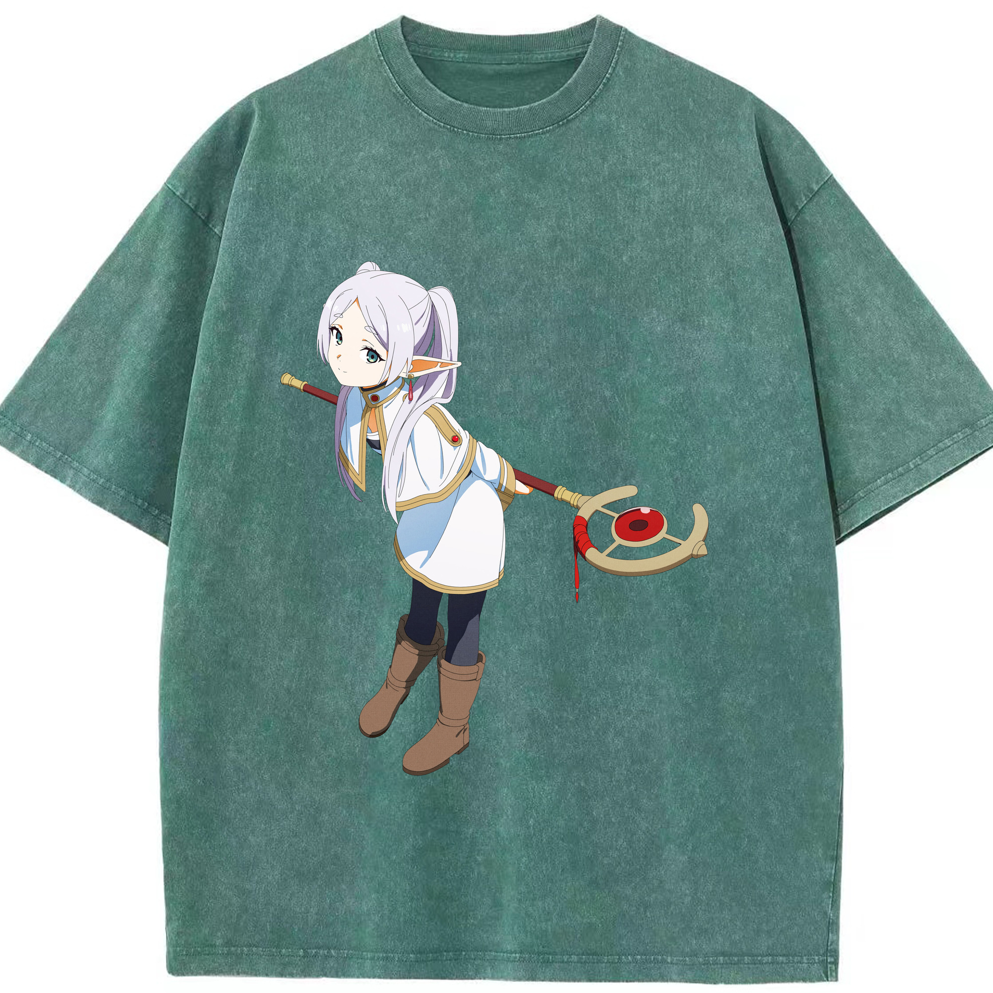 （画像用） 葬送のフリーレン Frieren 綿100% ヴィンテージ風 半袖Tシャツ（フロントプリント）